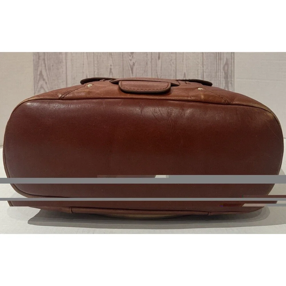 Vintage Kate Spade saddle brown leather tote Shoulder Bag purse Medium 15x10